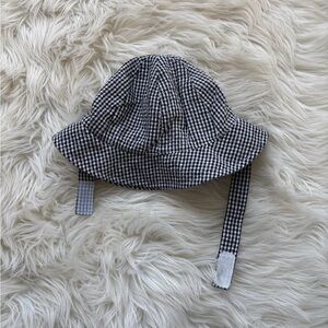 Black and White Bucket Hat with Checkered Pattern